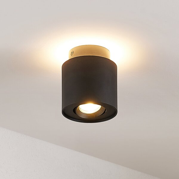 Arcchio plafonieră Walisa, Ø 10 cm, negru, metal, GU10, reglabil, Negru, Camera de zi / sufragerie, Aluminiu, Modern