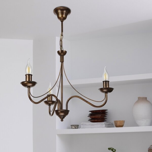 Candelabru pe lanț ANTON, 3x E14/15W/230V, finisaj bronz