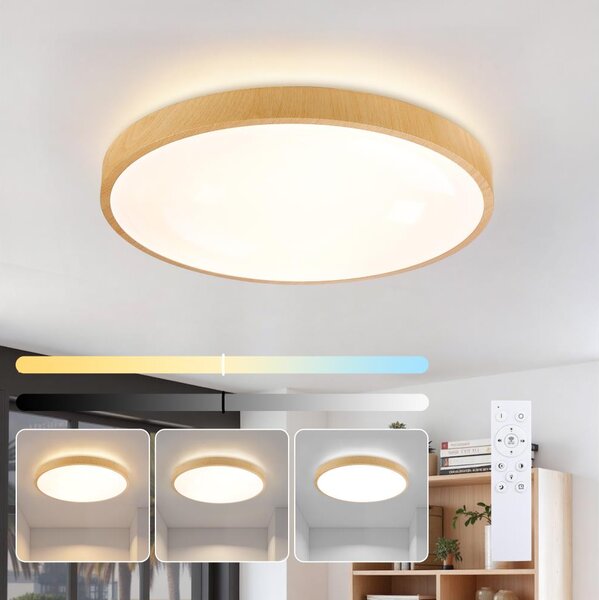 Brilagi-LED Corp de iluminat dimabil GLASS POOL DOUBLE LED/60W/230V 50 cm, decor lemn + telecomandă