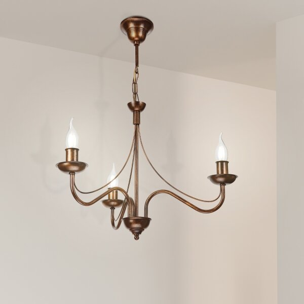 Candelabru pe lanț ANTON, 3x E14/15W/230V, finisaj bronz