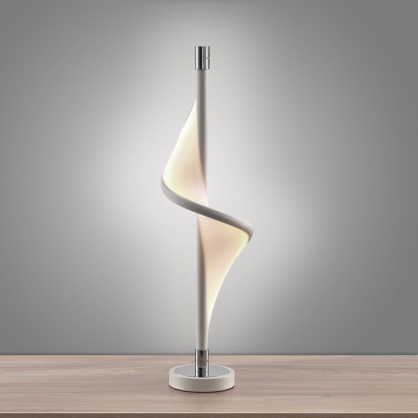 Lucande LED lampă de masă Edano, 60 cm, alb, textil, dimabil, reglabil, Alb, Camera de zi / sufragerie, Țesătură / Textil, Modern