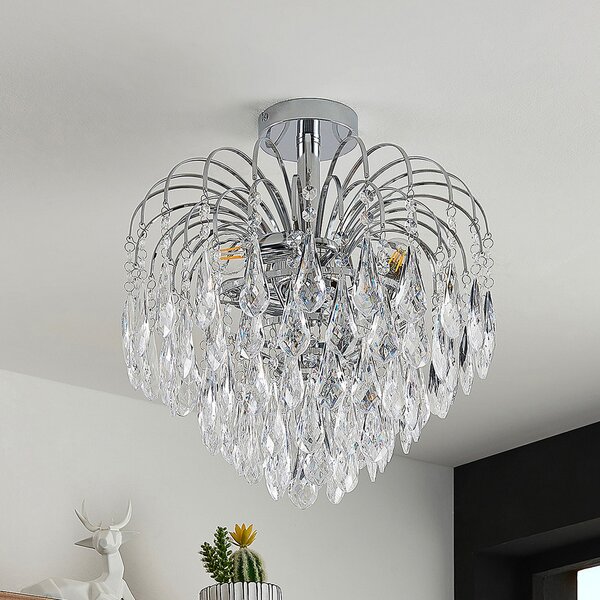 Lindby plafonieră Silino, gri, metal, Ø 40cm, E14, reglabil, Metalic, Camera de zi / sufragerie, Metal, Modern