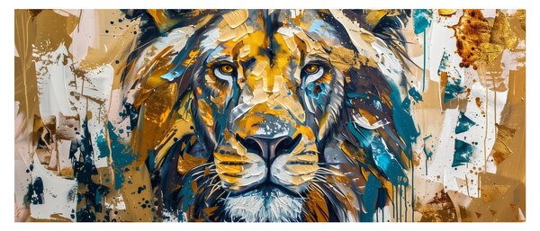 Tablou - pictură în ulei abstractă cu leu (120x50 cm)