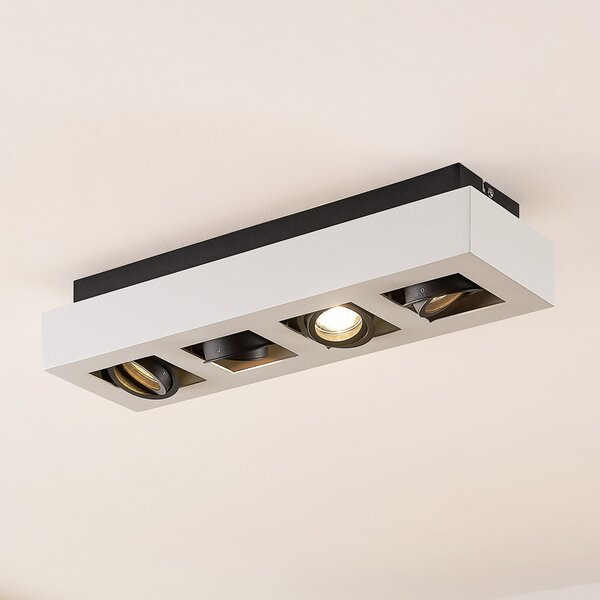 Arcchio Spot Vince, 47 cm, 4 becuri, alb/negru, GU10, reglabil, Alb, Bucătărie, Aluminiu, Modern
