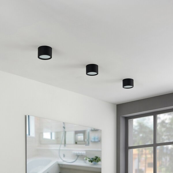Arcchio downlight Nieva, GX53, negru, rotund, Ø 10cm, metal, reglabil, Negru, Hol, Aluminiu, Modern