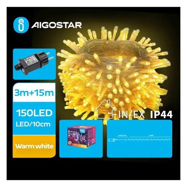 Instalație LED de Crăciun de exterior 150xLED/8 funcții 18m IP44 alb cald Aigostar