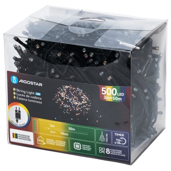 Aigostar - Ghirlandă LED RGBY de Crăciun pentru exterior 500xLED/3,6W/230V 50m IP44