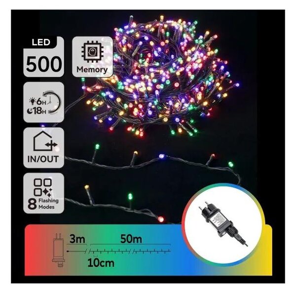 Aigostar - Ghirlandă LED RGBY de Crăciun pentru exterior 500xLED/3,6W/230V 50m IP44