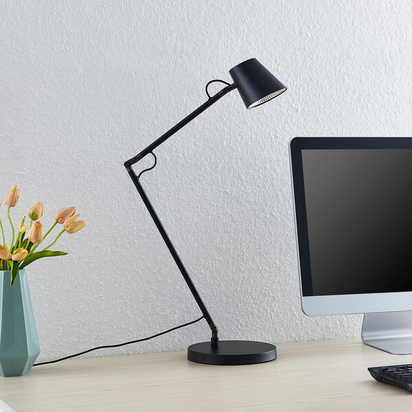 Lucande LED lampă de birou Tarris, înălțime 46 cm, negru, reglabil, Negru, Studiu / Birou, Metal, Modern