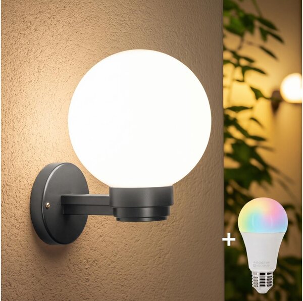 BRILAGI Ven HARBOR - aplică de perete LED RGBW 1xE27/12W/230V IP33 antracit/alb