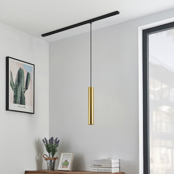 Lindby Lampă suspendată Linaro, 40 cm, aur, 1 fază, GU10, Negru, Camera de zi / sufragerie, Metal, Modern, Suspensie cu flacără unică