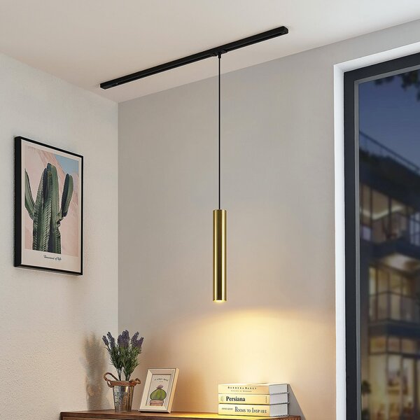 Lindby Lampă suspendată Linaro, 40 cm, aur, 1 fază, GU10, Negru, Camera de zi / sufragerie, Metal, Modern, Suspensie cu flacără unică