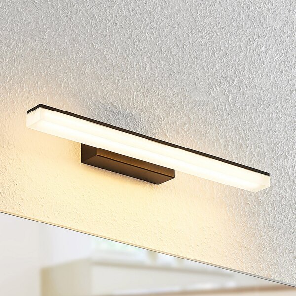 Lucande Aplică de perete cu LED Lisana, orizontală, 46 cm, IP44, Negru, Baie, Metal, Modern