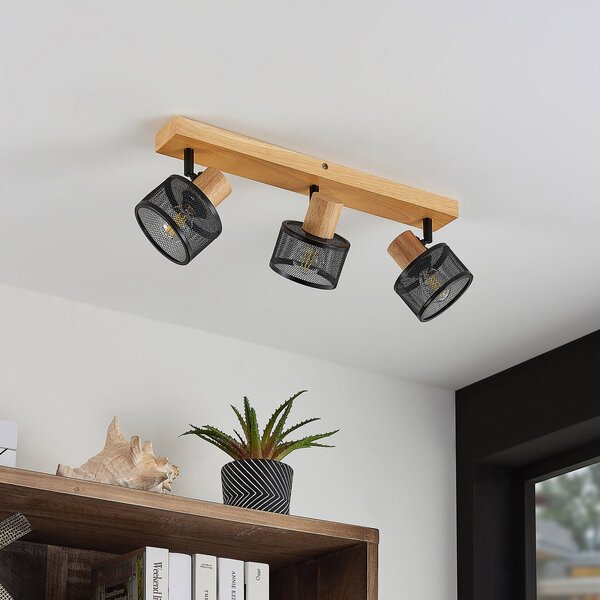 Lindby Evinora spot tavan lemn, 3 becuri, reglabil, Lemn, Camera de zi / sufragerie, Lemn, Modern
