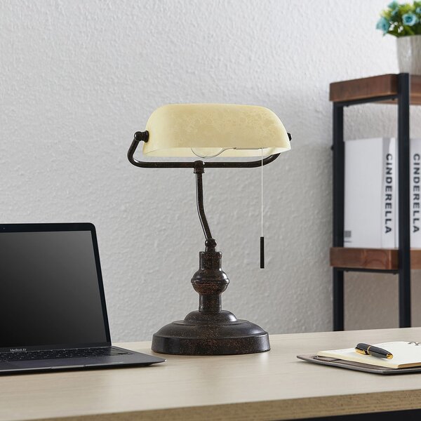 Lindby Lampă de birou Profina, 39 cm, maro ruginiu, oțel, Maro / Rugină, Studiu / Birou, Metal, Antichitate
