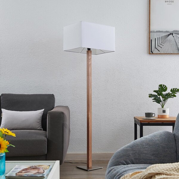 Lucande Heily lampadar, lemn, unghiular, alb, Lemn, Camera de zi / sufragerie, Metal, Scandinavă