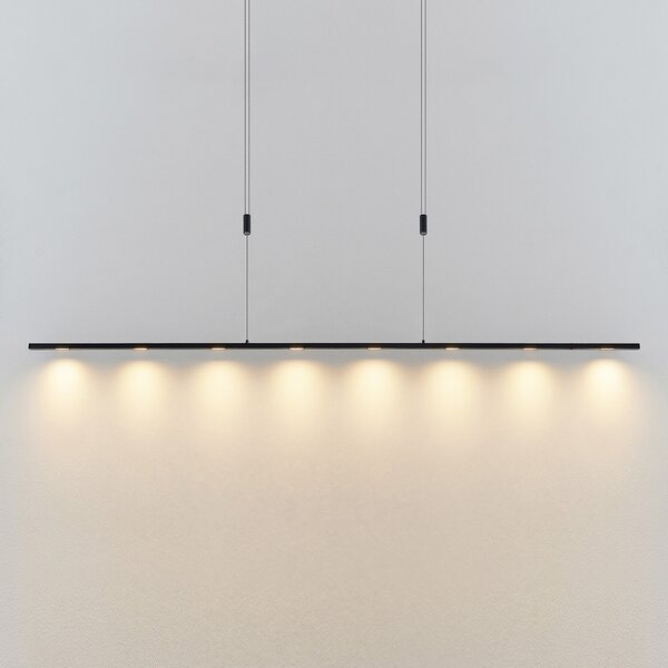 Lucande lampă suspendată LED Stakato, 180 cm, 8 becuri, dimabil, reglabil, Negru, Camera de zi / sufragerie, Aluminiu, Modern