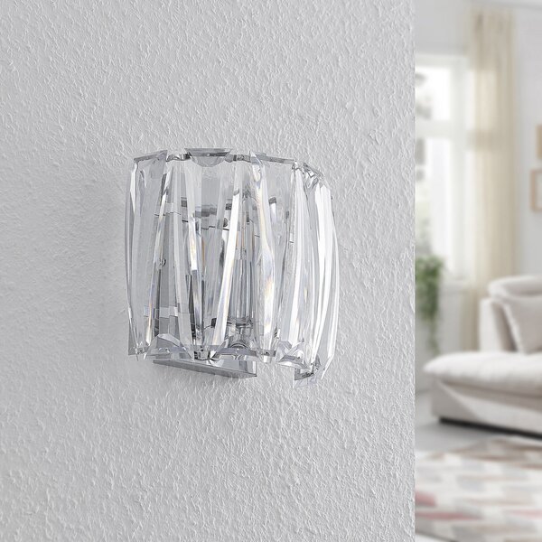 Lindby Aplică de perete Sofia, transparent, acrilic, 23cm, reglabil, Transparent, Camera de zi / sufragerie, Plastic