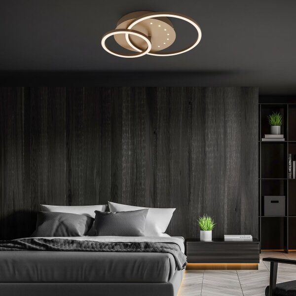 Brilo - Plafonieră LED dimabilă, 26W, 230V, 3000K, maro