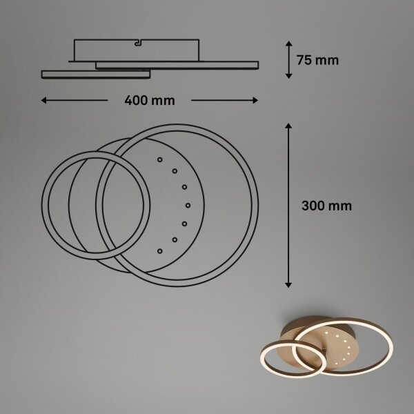 Brilo - Plafonieră LED dimabilă, 26W, 230V, 3000K, maro