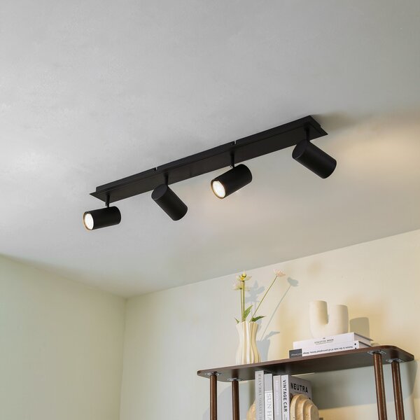 Lindby Spot de plafon Joffrey, 80 cm, negru, 4 becuri, GU10, reglabil, Negru, Camera de zi / sufragerie, Metal, Modern