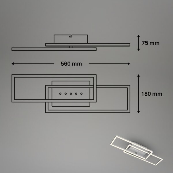 Brilo - Plafonieră LED dimabilă, 30W, 230V, 3000K, crom mat
