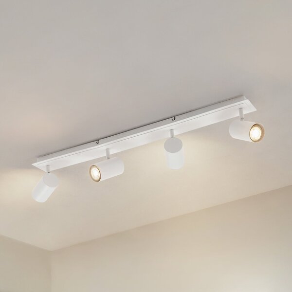Lindby Spot de plafon Joffrey, 80 cm, alb, 4 becuri, GU10, reglabil, Alb, Camera de zi / sufragerie, Metal, Modern