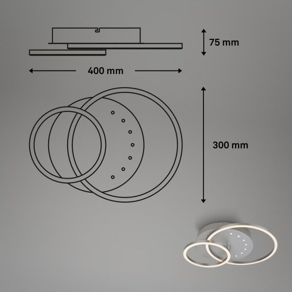 Brilo - Plafonieră LED dimerizabilă, 26W/230V, 3000K, crom mat