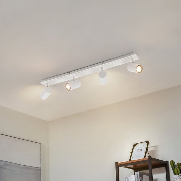 Lindby Spot de plafon Joffrey, 80 cm, alb, 4 becuri, GU10, reglabil, Alb, Camera de zi / sufragerie, Metal, Modern