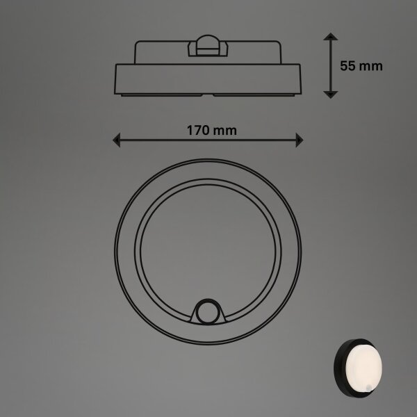 Brilo - Aplică LED reîncărcabilă de exterior cu senzor, 4W/5V, 4400 mAh, IP44, negru