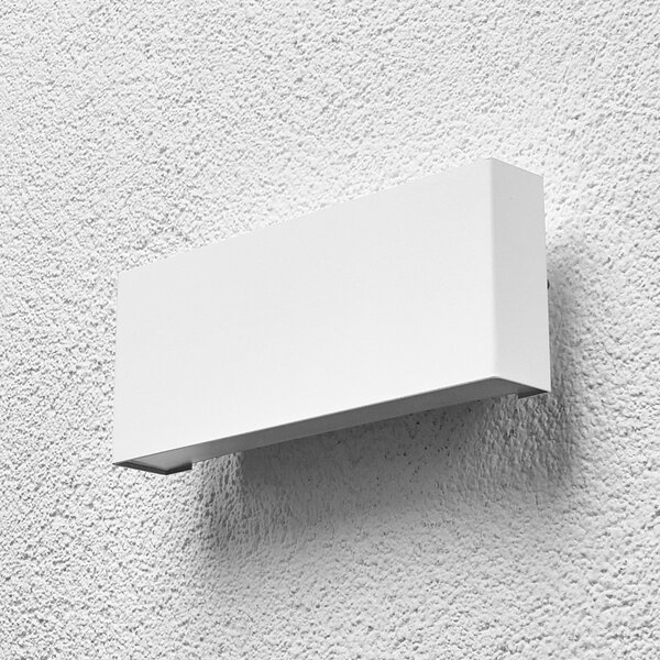 Lindby LED lampă de perete pentru exterior Safira, metal, sus/jos, IP44, Alb, Aluminiu, Modern