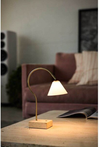 Lampă de masă Halo Design, Bej, Camera de zi, Metal