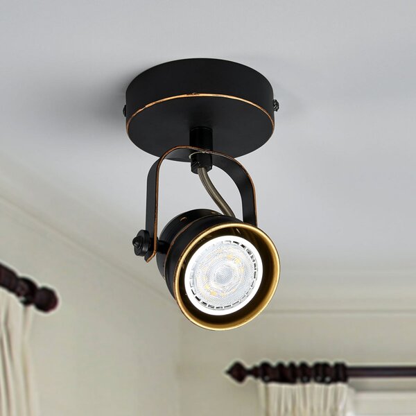 Lindby Spot de perete Leonor, negru, metal, 1 bec, 9,5 cm, reglabil, Negru, Camera de zi / sufragerie, Metal, Antichitate