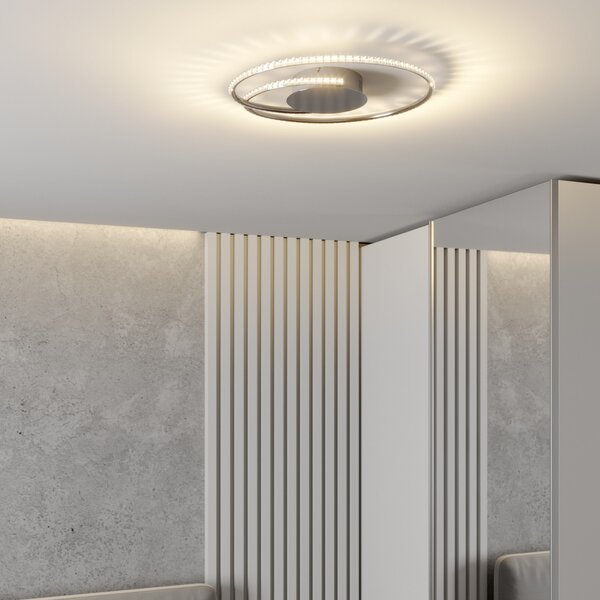 Lindby plafonieră LED Joline, Ø 45 cm, cristale, metal, Metalic, Camera de zi / sufragerie, Metal, Modern