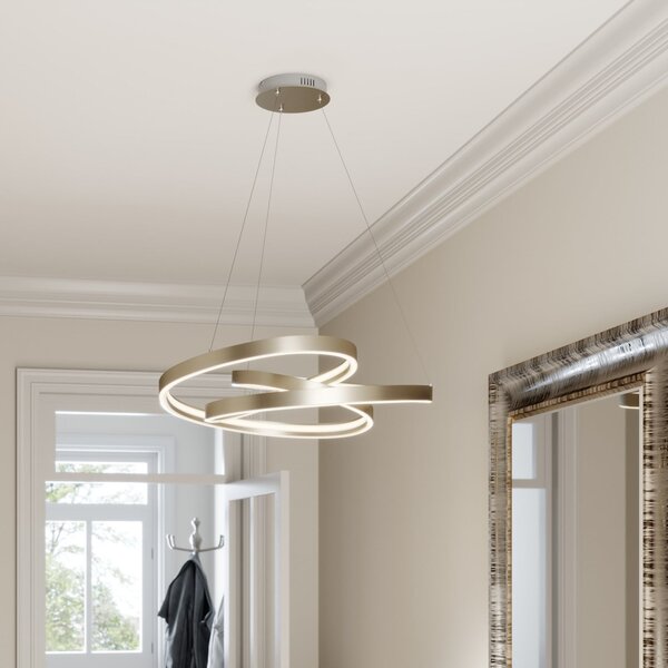 Lucande lampă suspendată LED Gunbritt, Ø 80 cm, argintiu, dimabil, reglabil, Metalic, Camera de zi / sufragerie, Aluminiu, Modern
