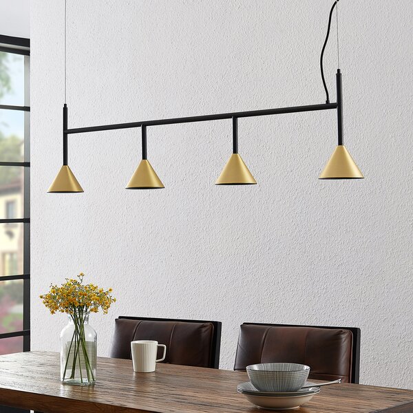 Lucande Kartio lampă suspendată, alamă, reglabil, Negru, Camera de zi / sufragerie, Metal, Design