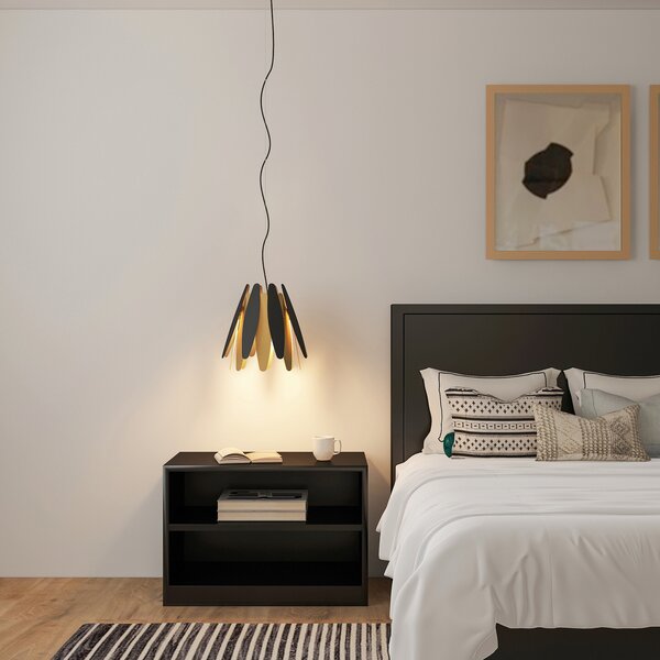 Lucande Lounit lampă suspendată, negru-auriu 1 bec, reglabil, Negru, Camera de zi / sufragerie, Metal, Design