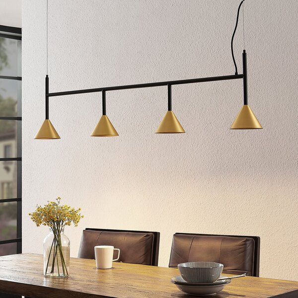 Lucande Kartio lampă suspendată, alamă, reglabil, Negru, Camera de zi / sufragerie, Metal, Design