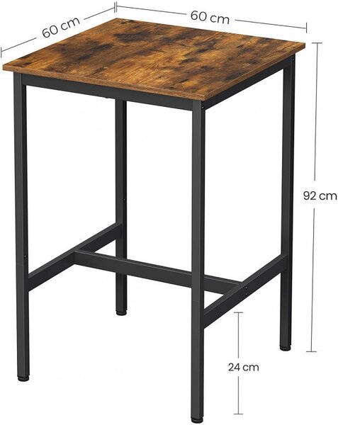 Masa Model Rosemary, 60x60x90 cm, Maro Rustic/Negru