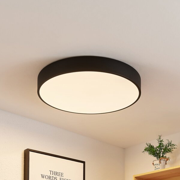 Lindby plafonieră LED Simera, Ø 50cm, negru, metal, reglabil, Negru, Camera de zi / sufragerie, Plastic, Modern