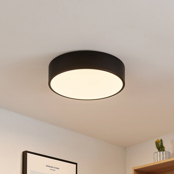 Lindby plafonieră LED Simera, Ø 30 cm, negru, alb, reglabil, Negru, Camera de zi / sufragerie, Plastic, Modern