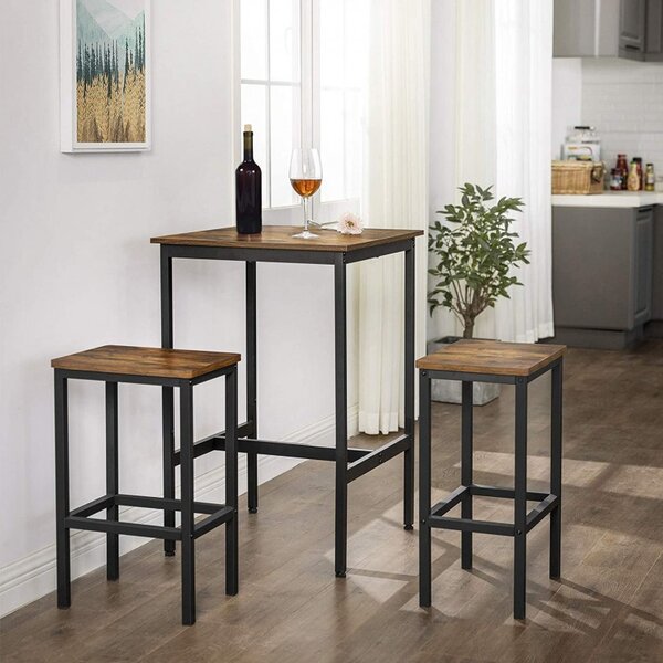 Masa Model Rosemary, 60x60x90 cm, Maro Rustic/Negru
