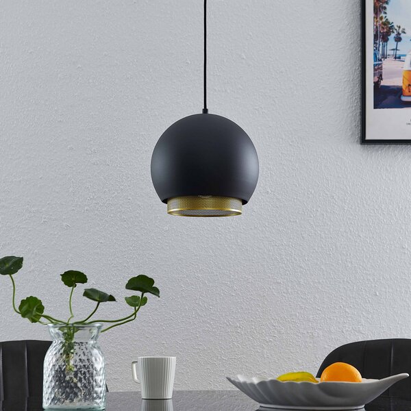 Lucande Sivanel lampă suspendată, un bec, 25 cm, reglabil, Negru, Camera de zi / sufragerie, Metal, Design