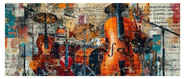 Tablou - Instrumente muzicale (120x50 cm)