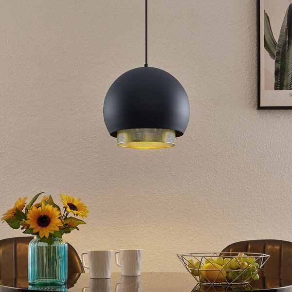Lucande Sivanel lampă suspendată, un bec, 30 cm, reglabil, Negru, Camera de zi / sufragerie, Metal, Design