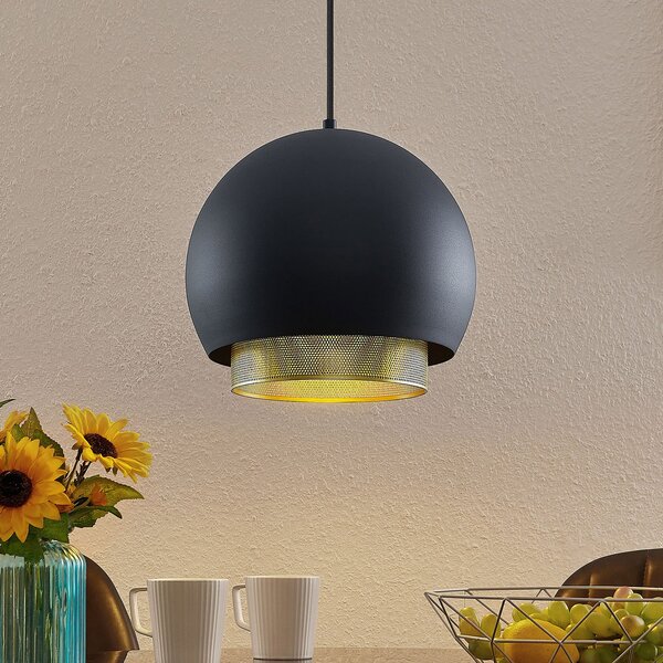 Lucande Sivanel lampă suspendată, un bec, 30 cm, reglabil, Negru, Camera de zi / sufragerie, Metal, Design