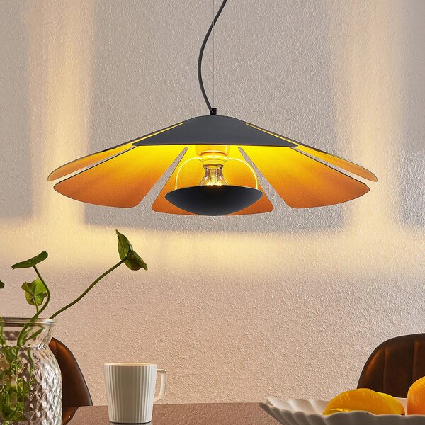 Lucande Jemmily lampă suspendată, un bec, 60 cm, reglabil, Negru, Camera de zi / sufragerie, Metal, Design
