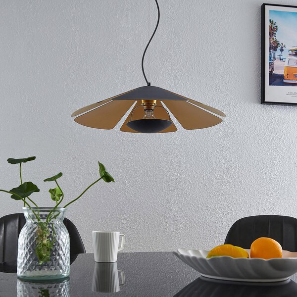Lucande Jemmily lampă suspendată, un bec, 60 cm, reglabil, Negru, Camera de zi / sufragerie, Metal, Design