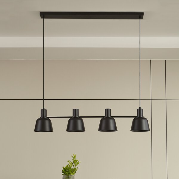 Lucande Servan lampă suspendată, 4 becuri, negru, reglabil, Negru, Camera de zi / sufragerie, Metal, Design