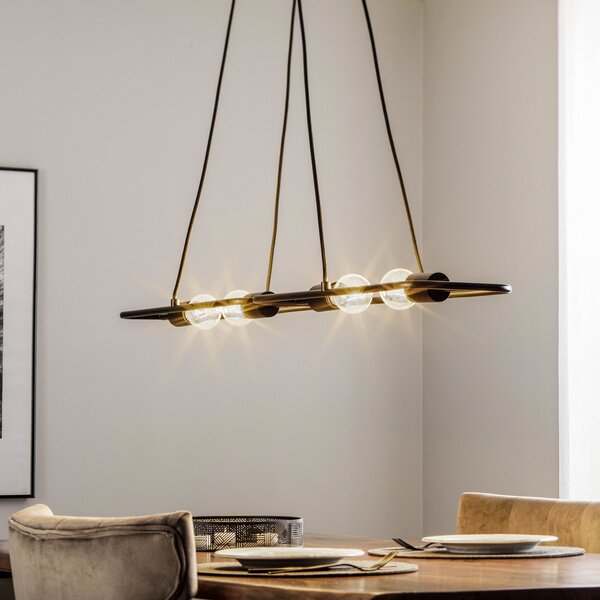 Lucande Tornike lampă suspendată, 4 becuri, oțel, reglabil, Negru, Camera de zi / sufragerie, Metal, Design